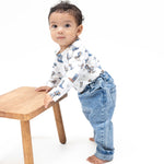Old School Blue Stretch Denim - Adjustable Pants by Angel Dear