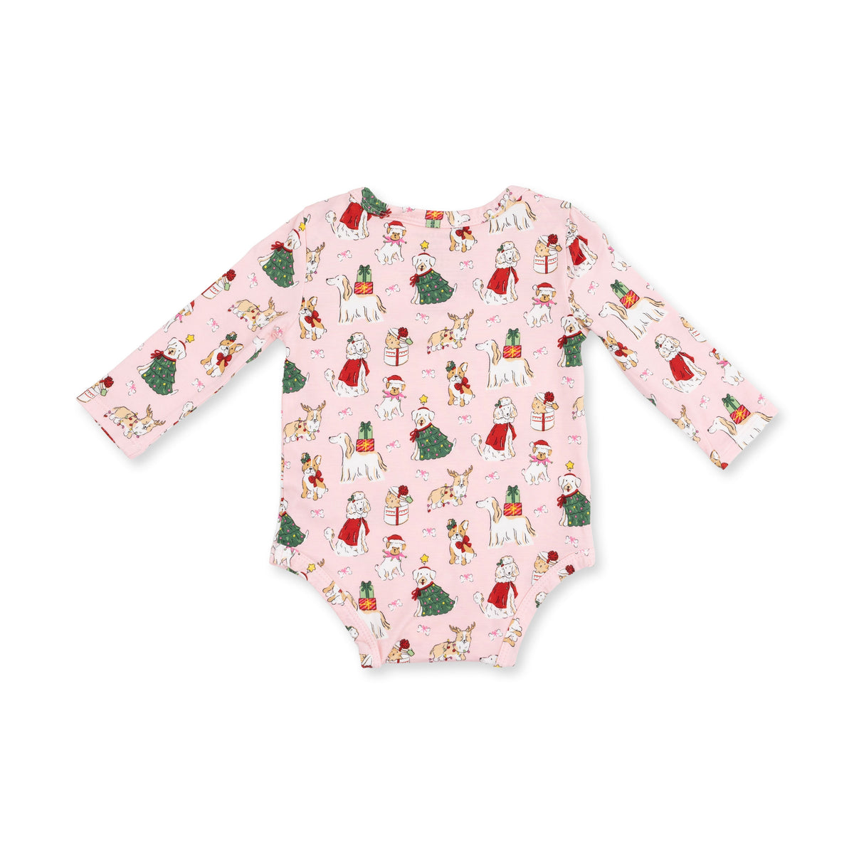 Christmas Dogs Pink - Long Sleeve Bodysuit by Angel Dear