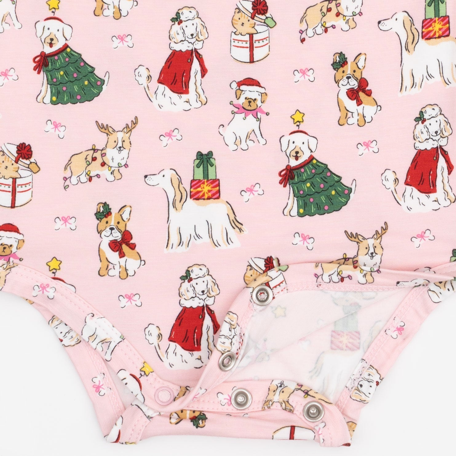 Christmas Dogs Pink - Long Sleeve Bodysuit by Angel Dear