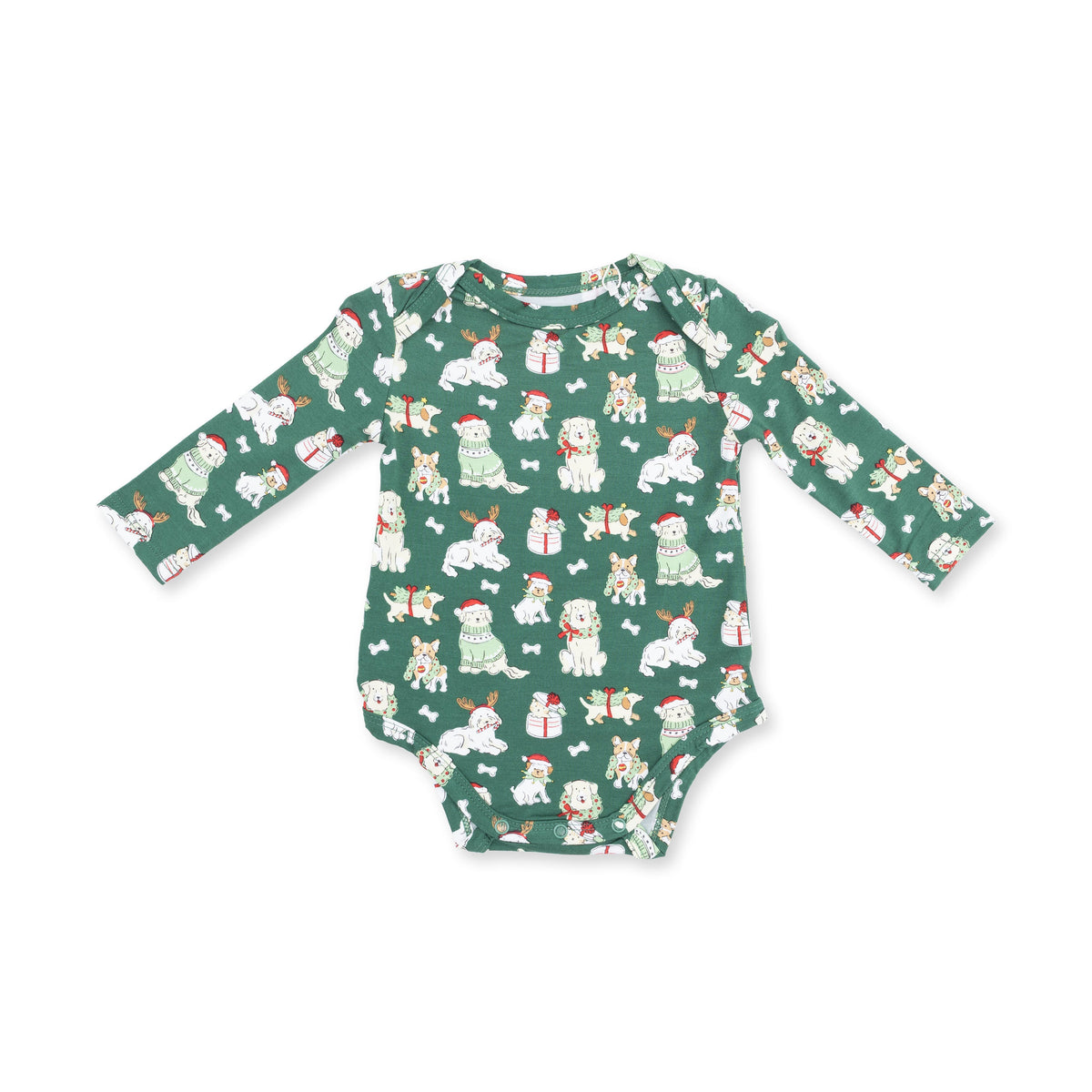 Christmas Dogs Uni - Long Sleeve Bodysuit by Angel Dear