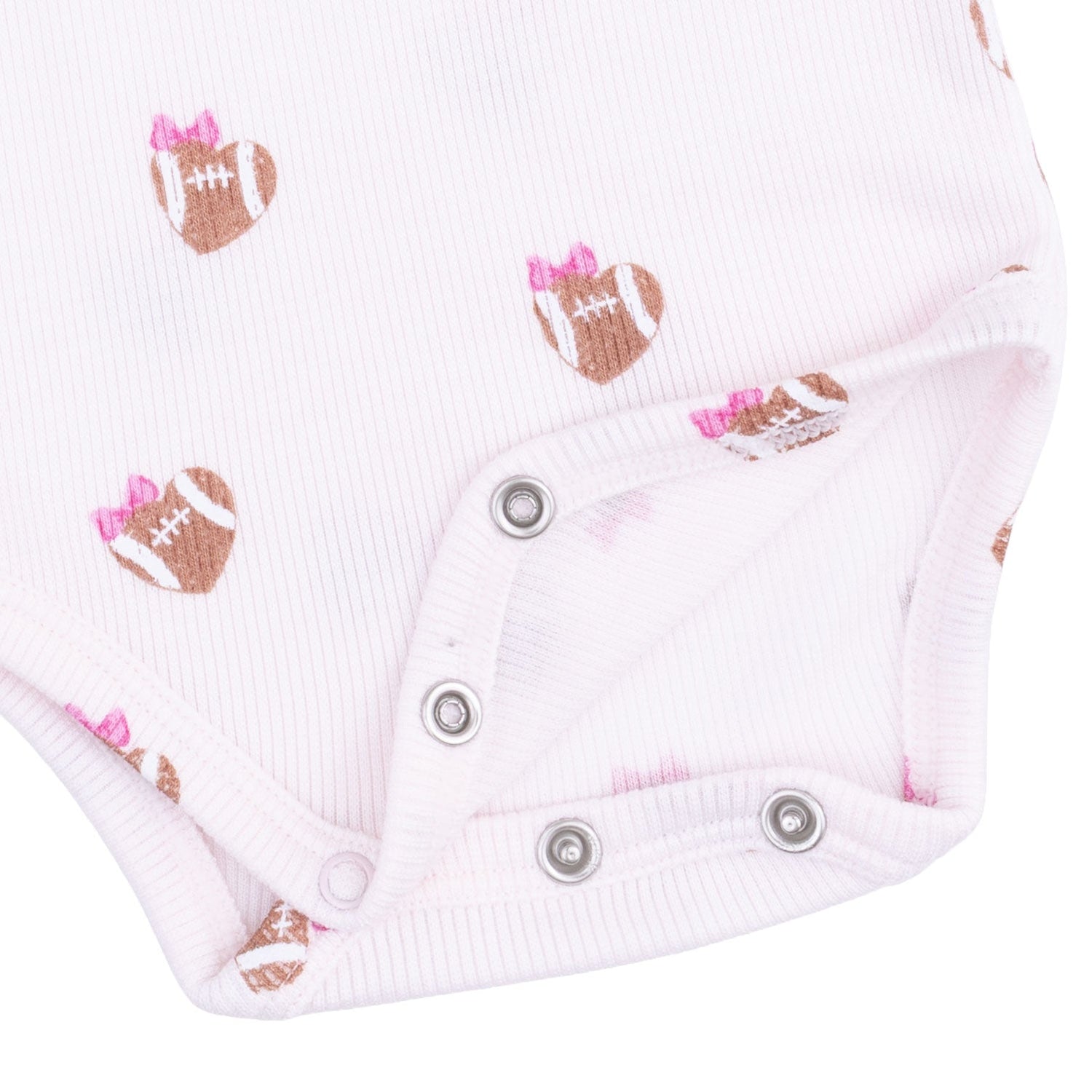 Ribbed Modal Long Sleeve Bodysuit, Mini Football Hearts print by Angel Dear (view 2 of 3)
