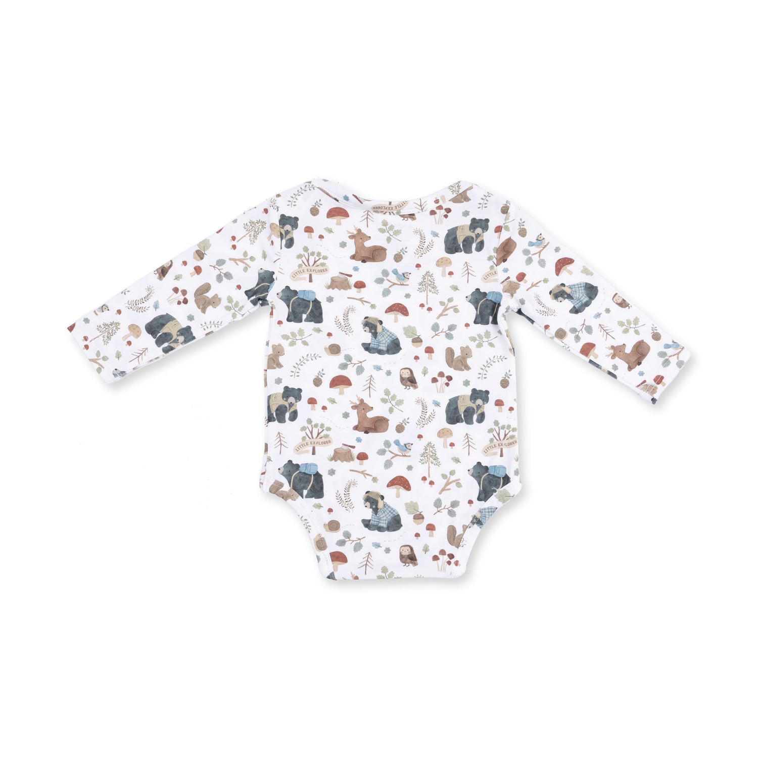 Southern Woodland Animals Green - Long Sleeve Bodysuit by Angel Dear (view 2 of 3)