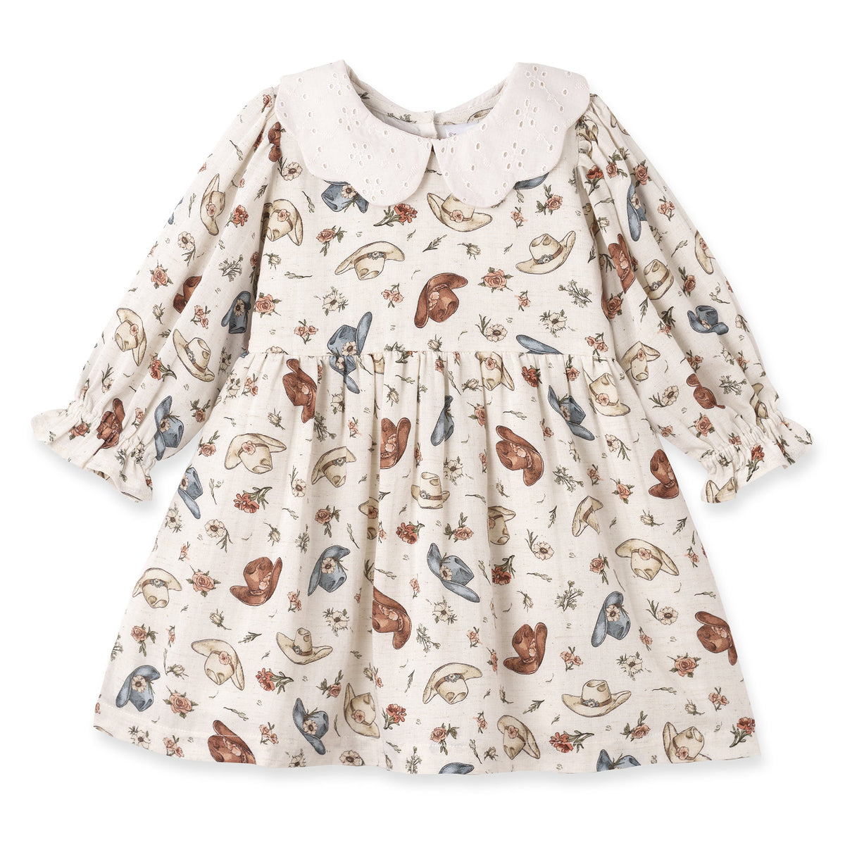 Larkspur Prairie Linen Western Dress With Eyelet Collar by Tesa Babe