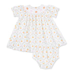 Pretty Pumpkin Trellis - Jane Puff Sleeve Bishop Dress and Bloomer by Angel Dear