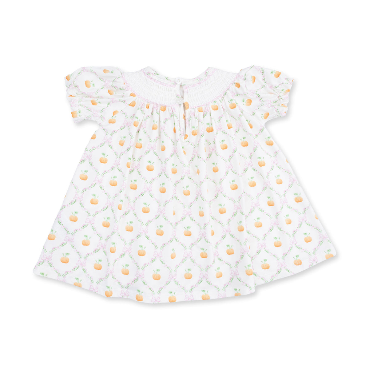 Pretty Pumpkin Trellis - Jane Puff Sleeve Bishop Dress and Bloomer by Angel Dear