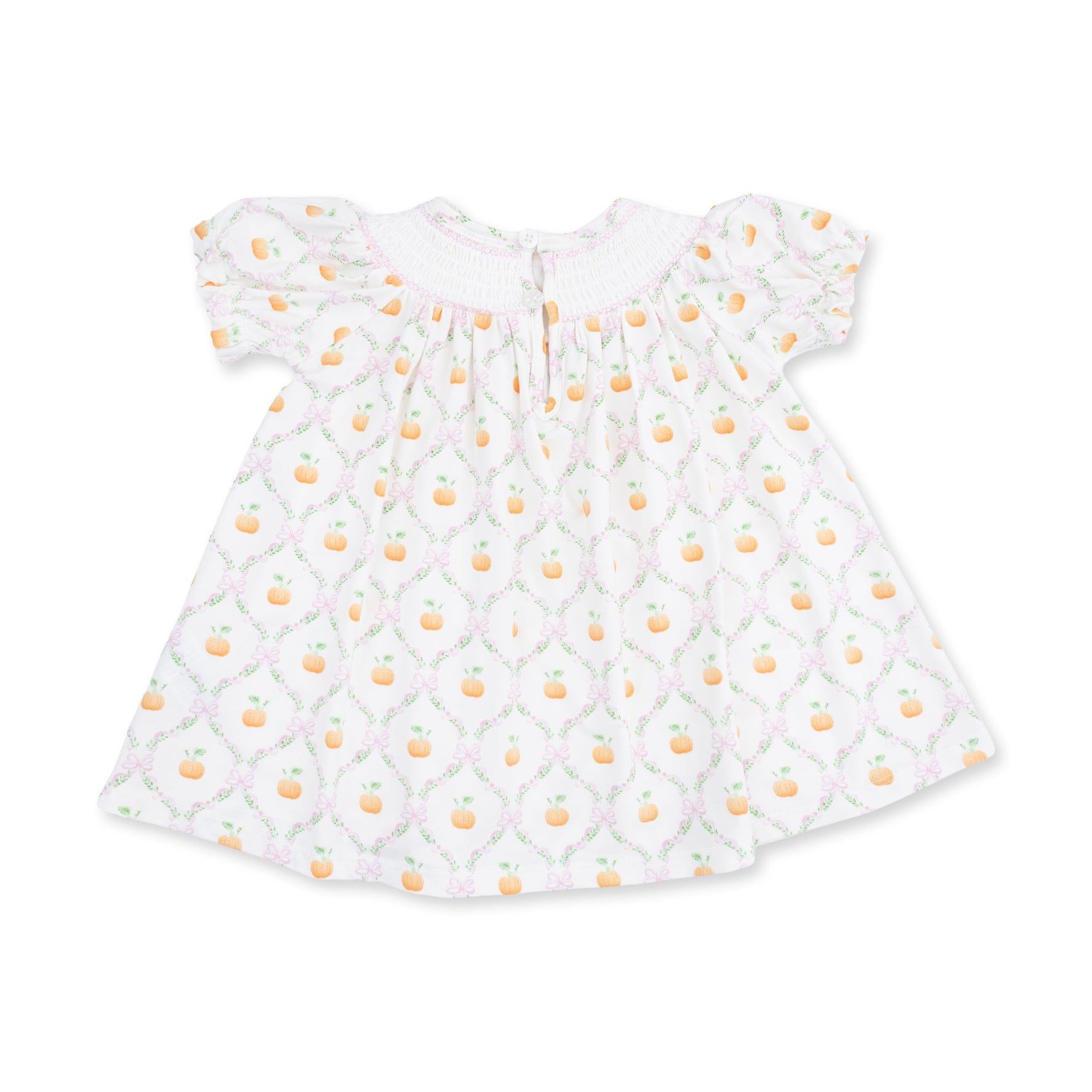 Pretty Pumpkin Trellis - Jane Puff Sleeve Bishop Dress and Bloomer by Angel Dear