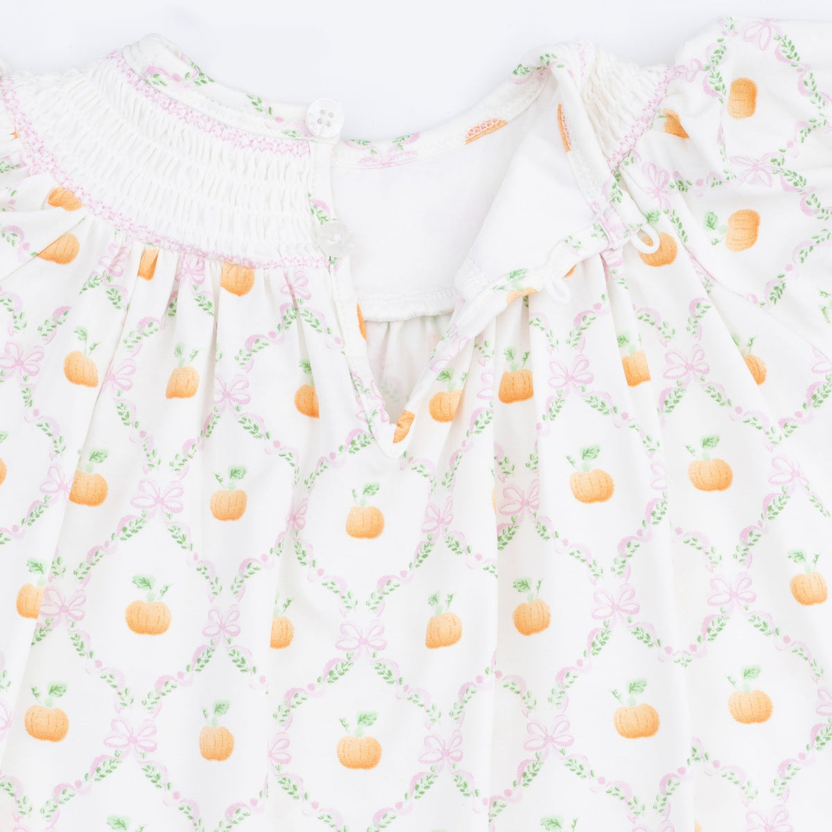 Pretty Pumpkin Trellis - Jane Puff Sleeve Bishop Dress and Bloomer by Angel Dear