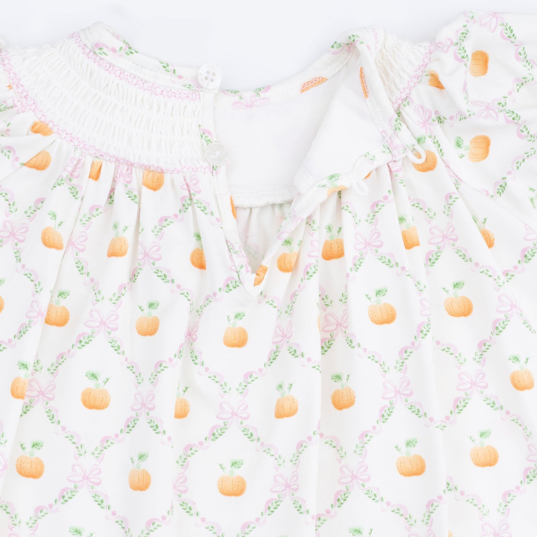 Pretty Pumpkin Trellis - Jane Puff Sleeve Bishop Dress and Bloomer by Angel Dear