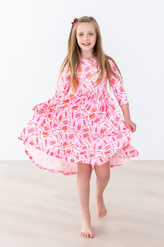 Mila & Rose ® Three Quarter Sleeve Pocket Twirl Dress For Girls Everyday - Apparel & Accessories > Clothing > Dresses Twirl Pocket Dress 3/4