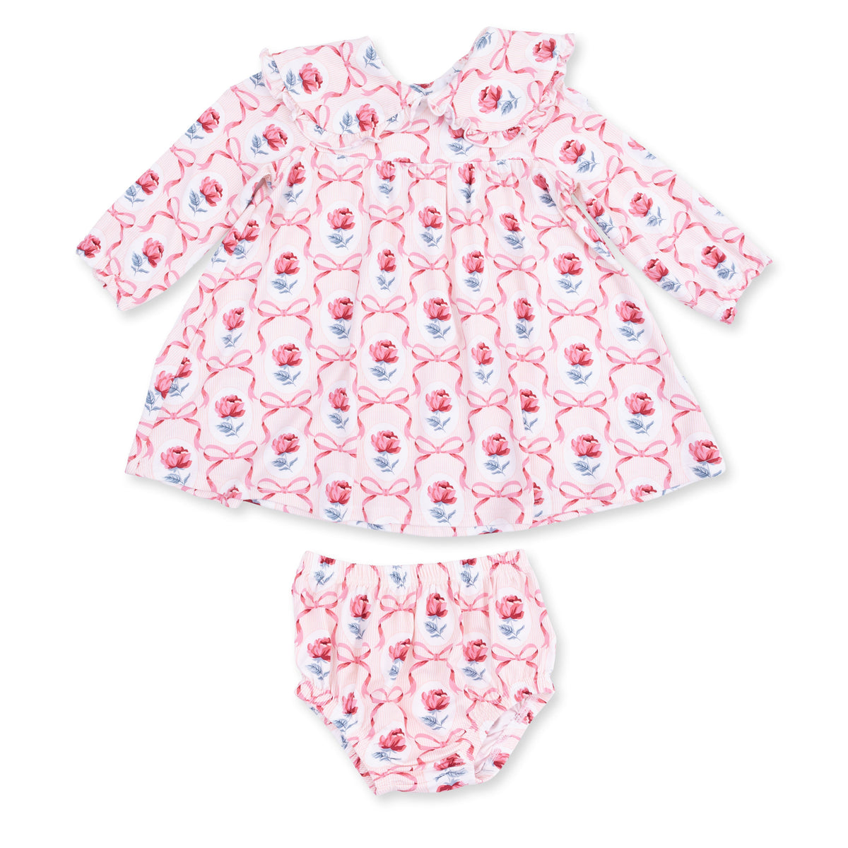 Leslie Rose - Sofia Dress with Oversize Collar and Bloomer by Angel Dear