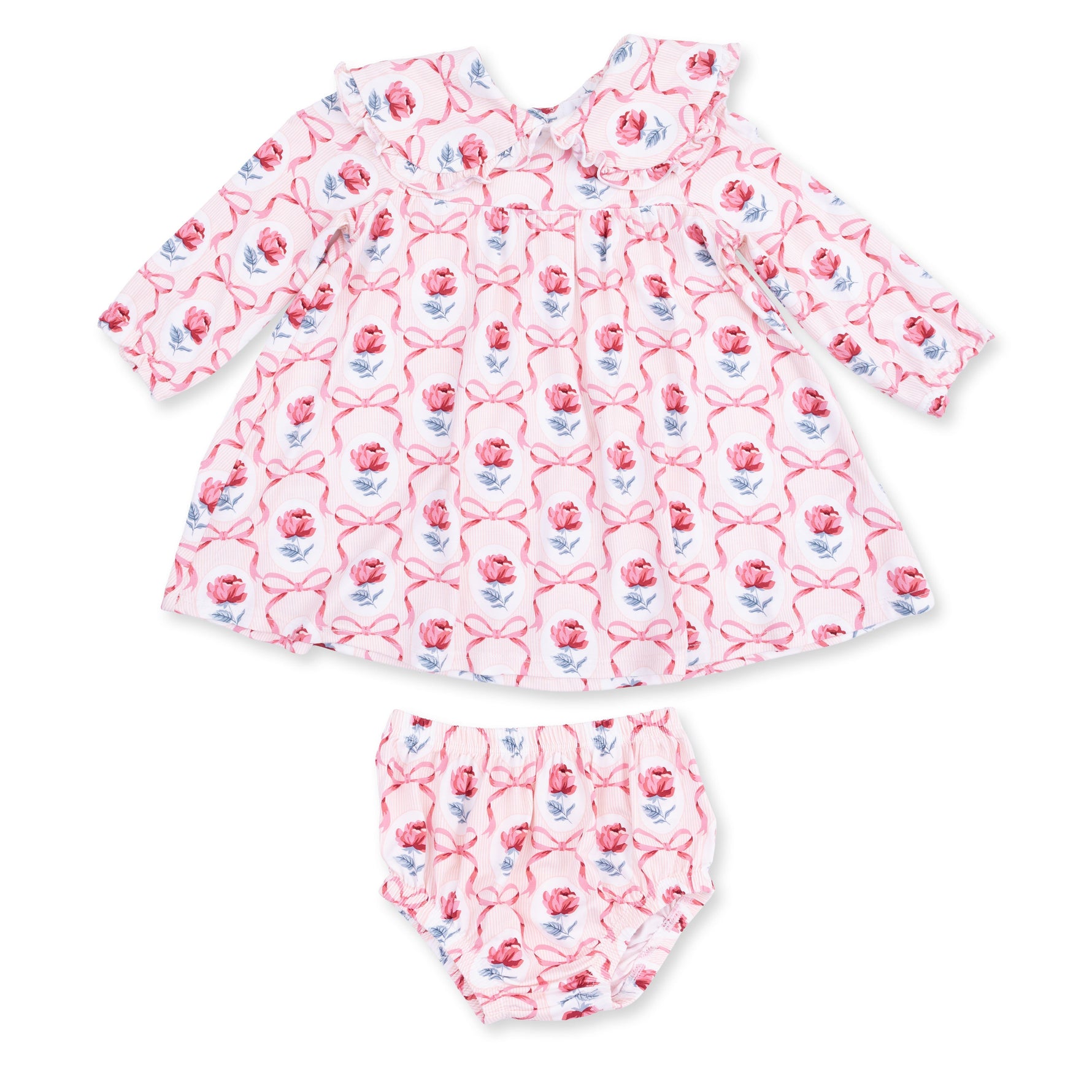 Leslie Rose - Sofia Dress with Oversize Collar and Bloomer by Angel Dear