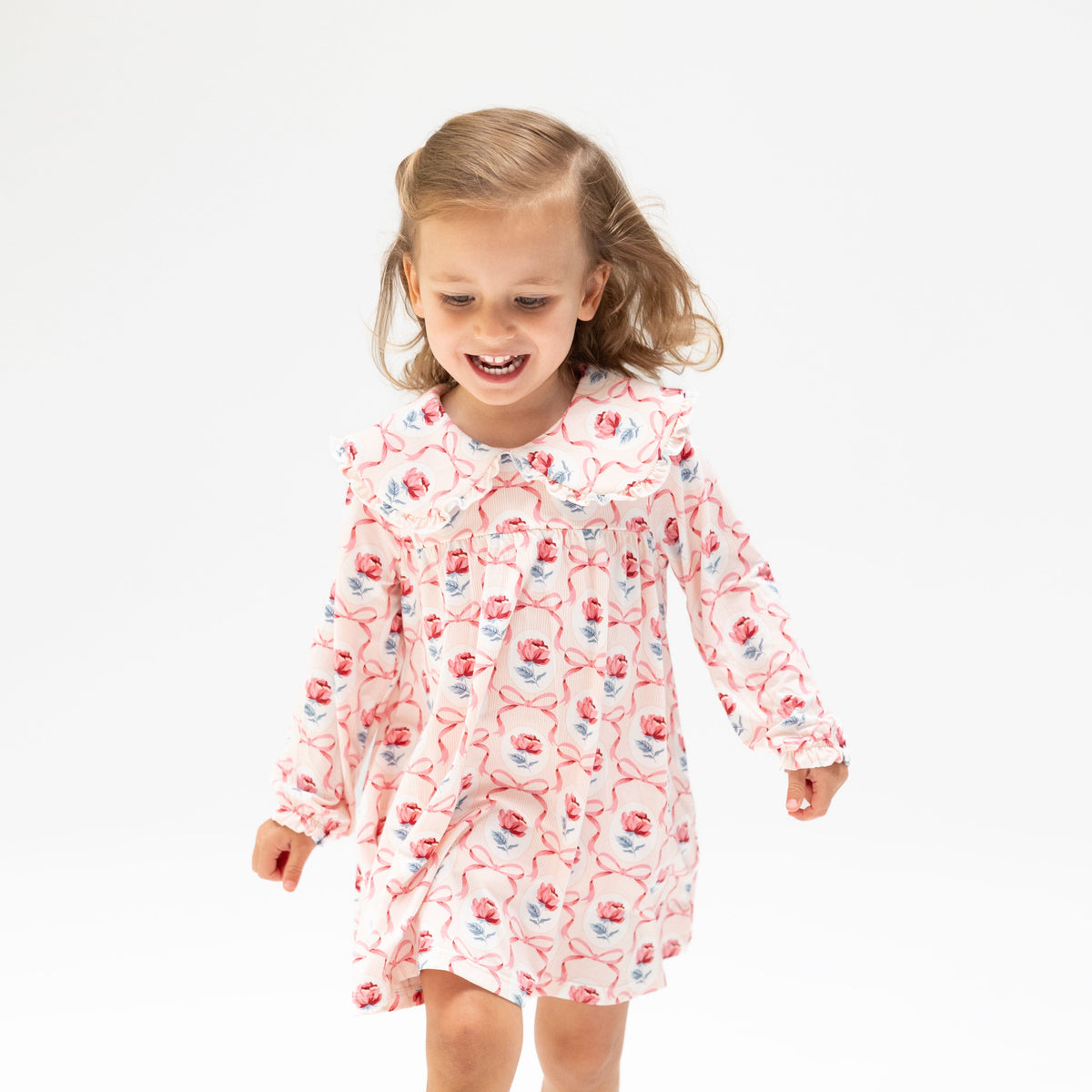Leslie Rose - Sofia Dress with Oversize Collar and Bloomer by Angel Dear