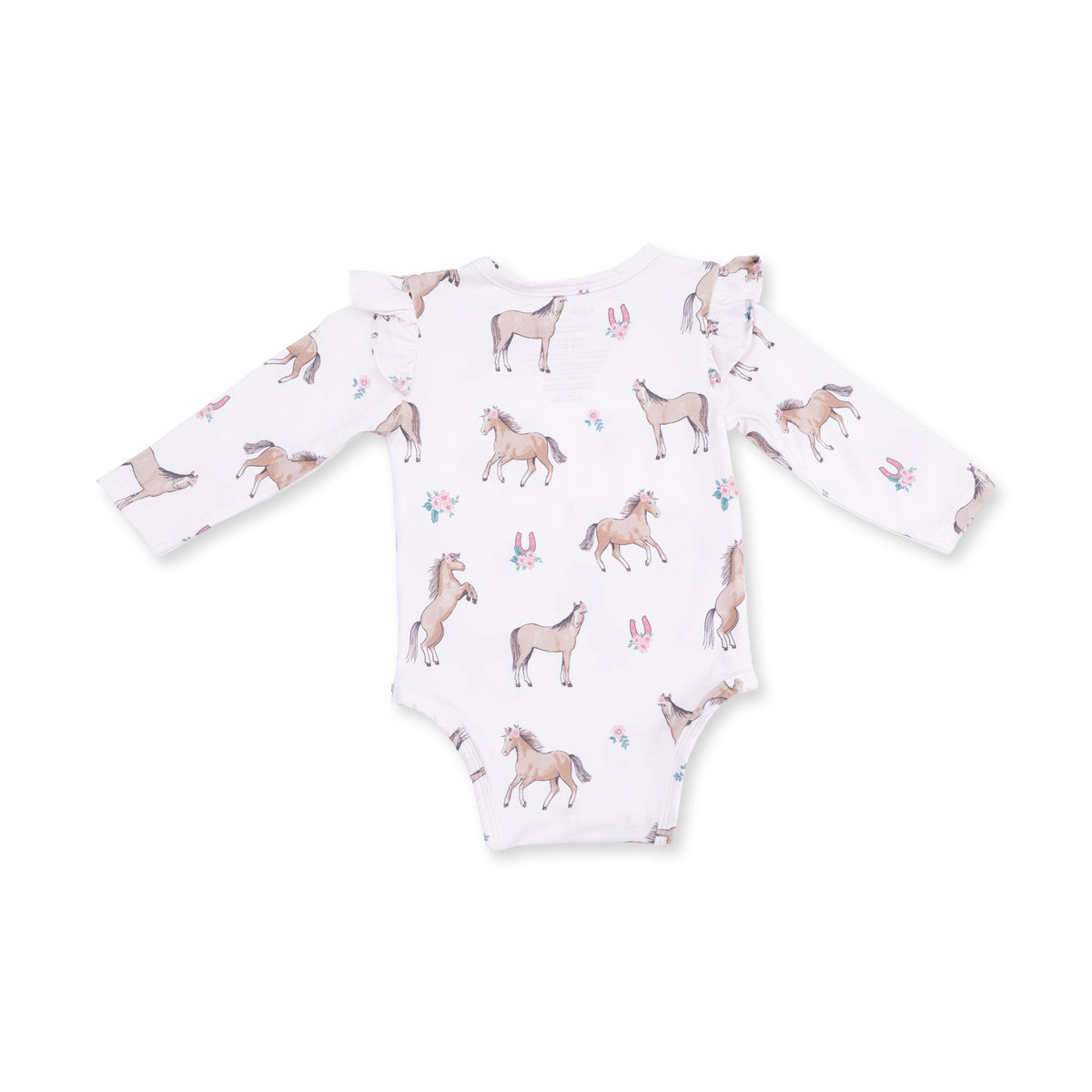 I Love Horses - Ruffle Sleeve Bodysuit with Snap Shoulder by Angel Dear