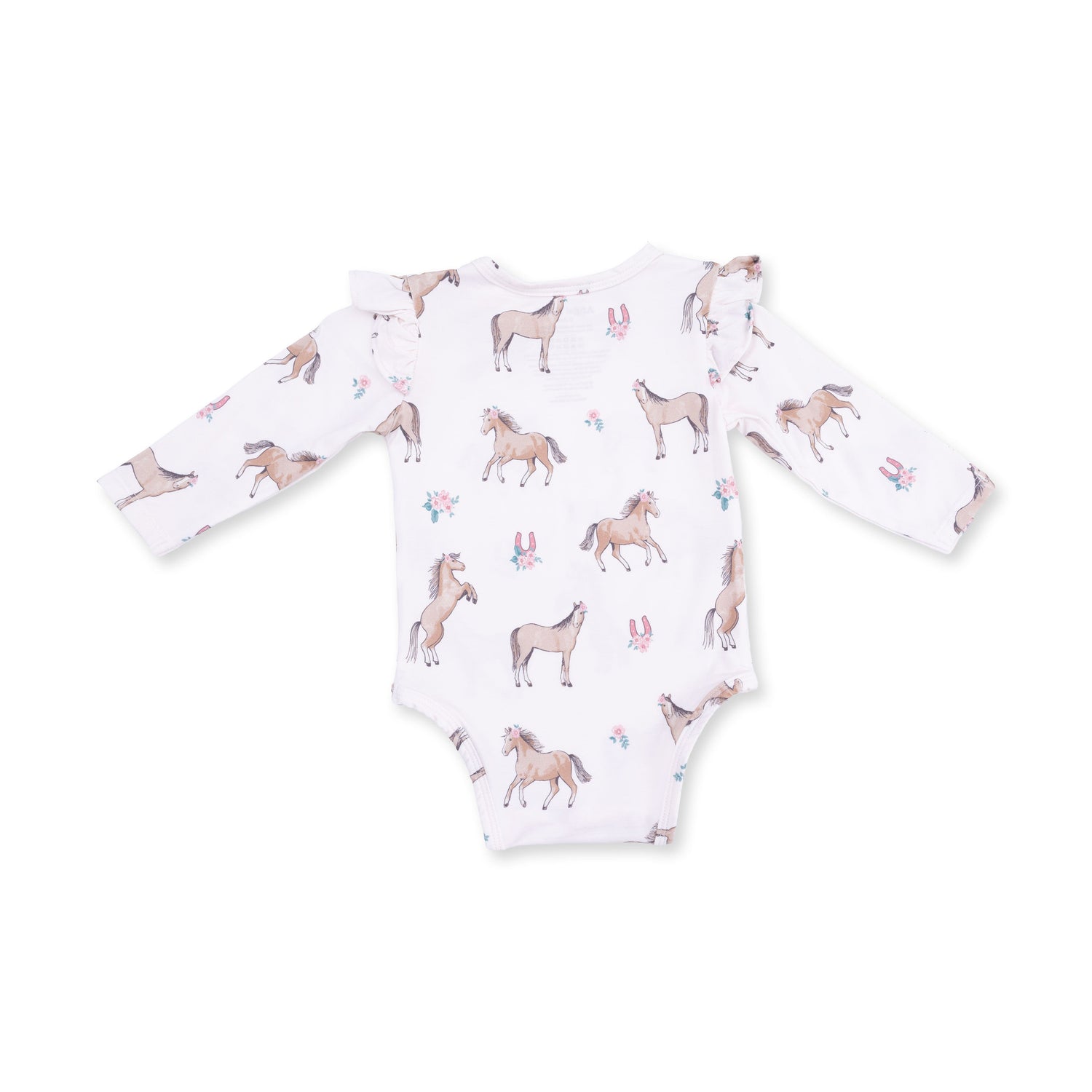 I Love Horses - Ruffle Sleeve Bodysuit with Snap Shoulder