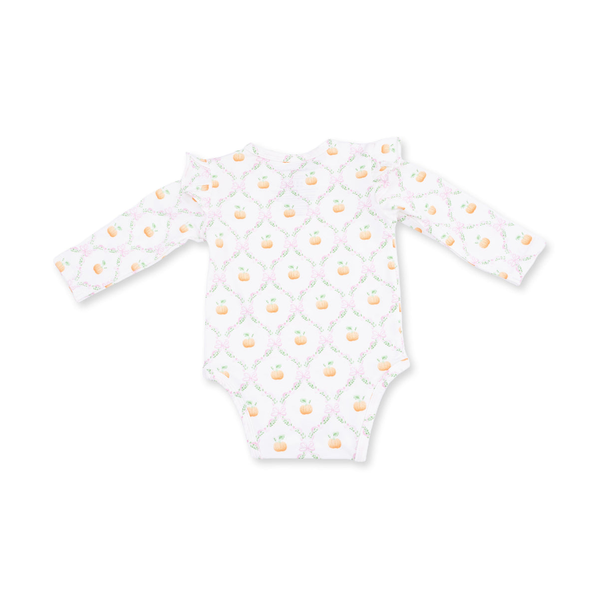 Pretty Pumpkin Trellis - Ruffle Sleeve Bodysuit with Snap Shoulder by Angel Dear