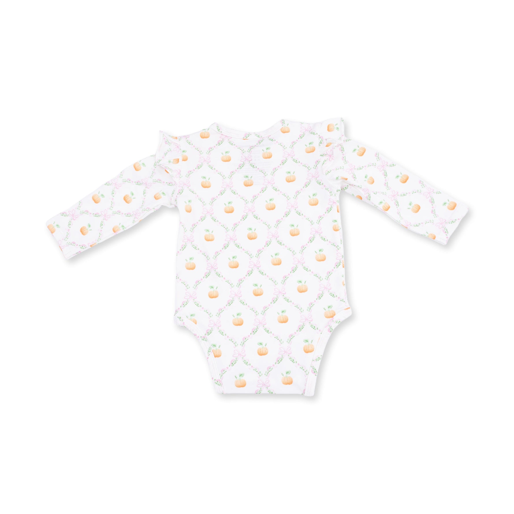 Pretty Pumpkin Trellis - Ruffle Sleeve Bodysuit with Snap Shoulder by Angel Dear