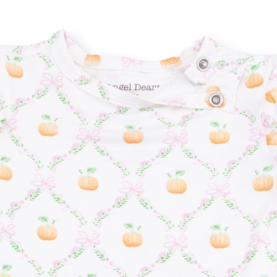 Pretty Pumpkin Trellis - Ruffle Sleeve Bodysuit with Snap Shoulder by Angel Dear