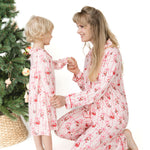 Bows & Santa - Adult Long Sleeve Coat Style and Pant with Pockets by Angel Dear