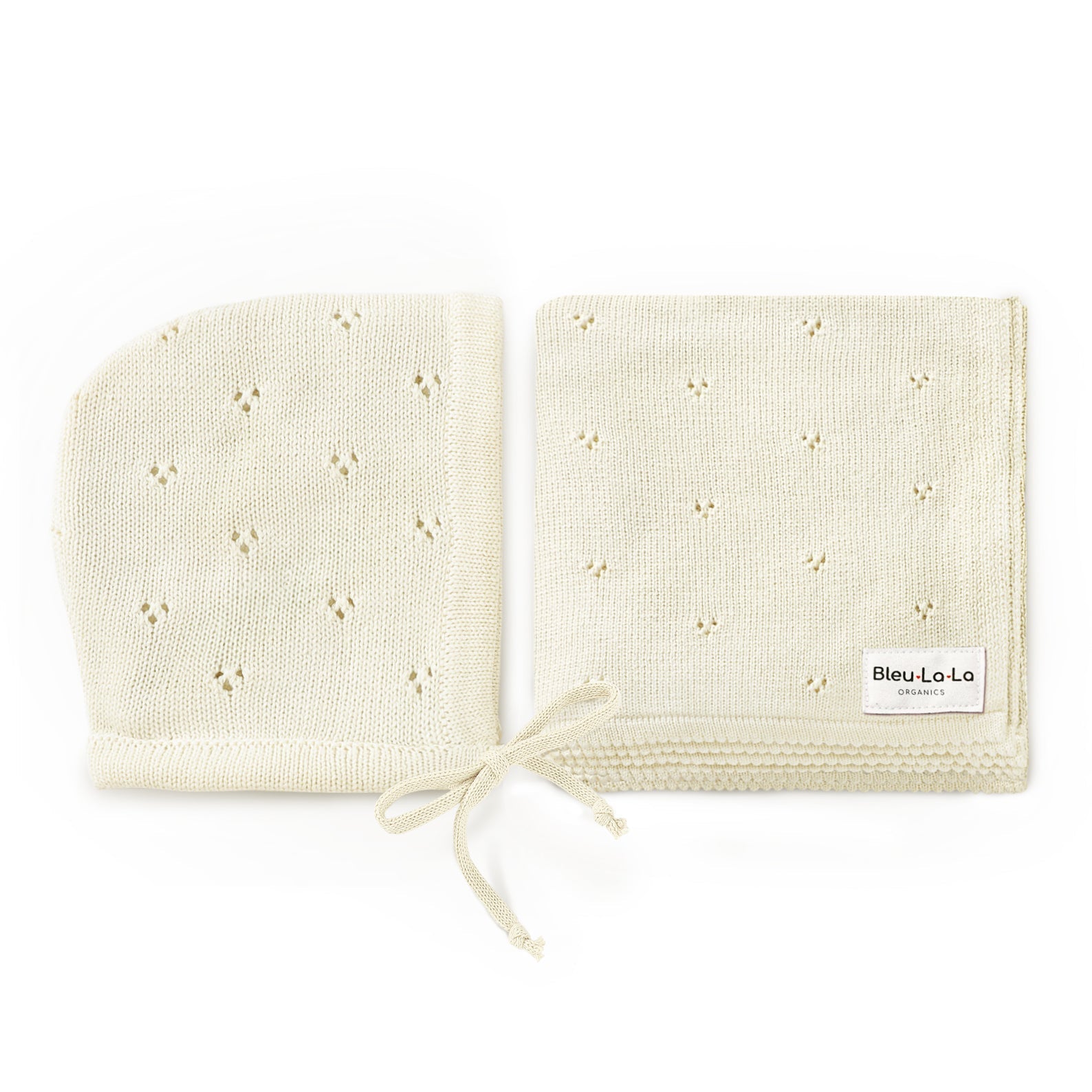 Bleu La La Organic Pointelle Swaddle Blanket and Hat Gift Set - Baby & Toddler > Swaddling & Receiving Blankets > Swaddling Blankets