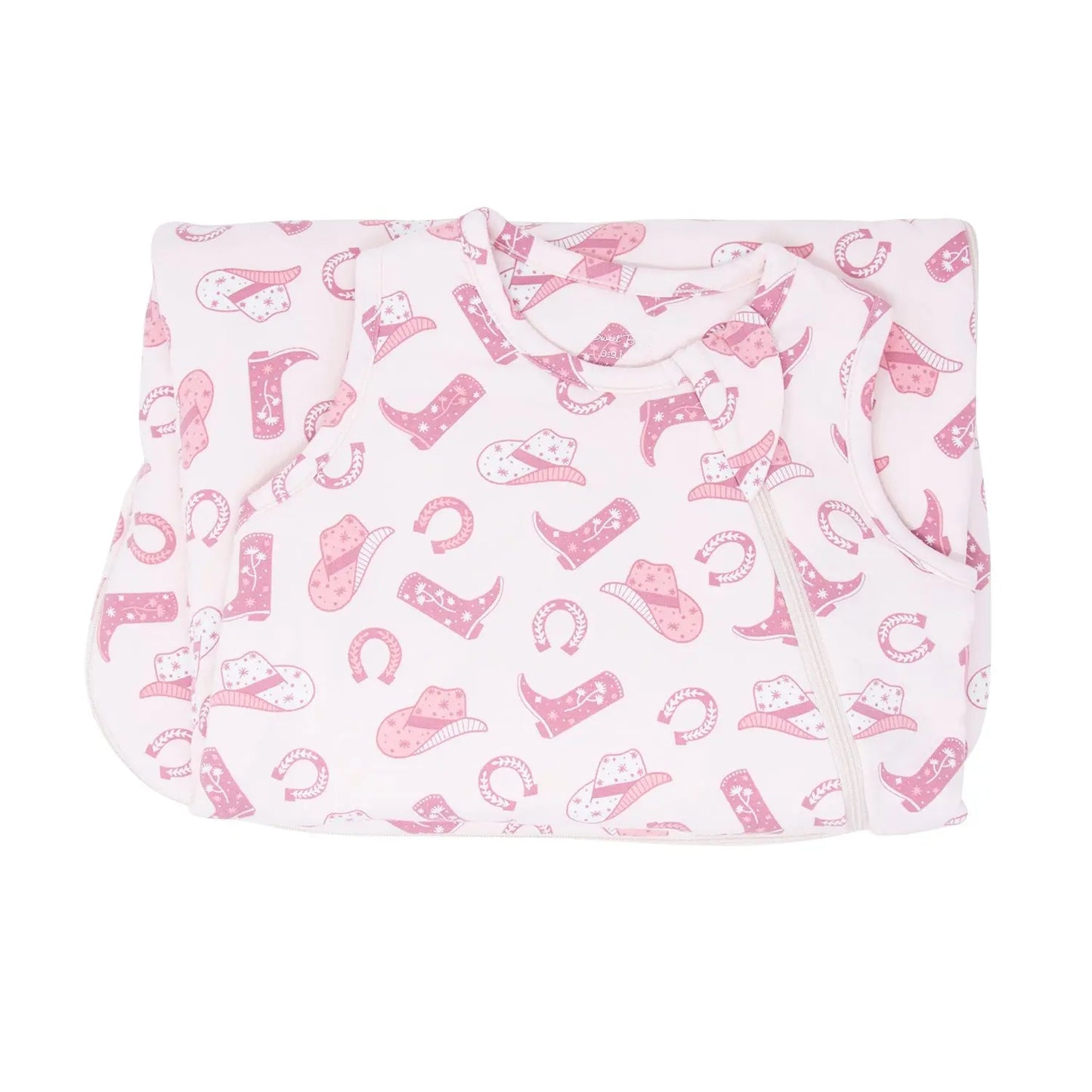 Pink Western Baby Sleep Sack with 2 Way J Zipper and Quilted Lining for 0 to 9 Months Sweet Bamboo