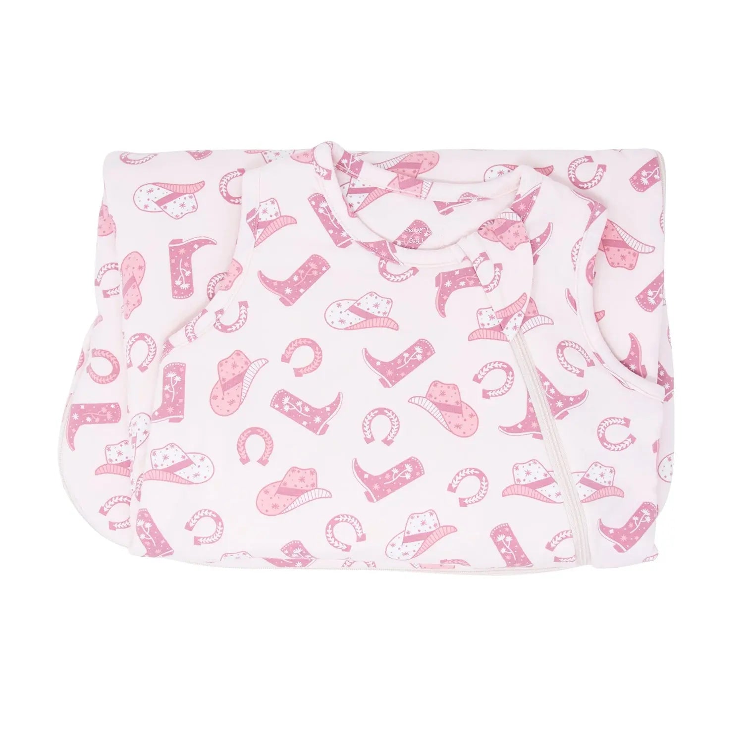 Pink Western Baby Sleep Sack with 2 Way J Zipper and Quilted Lining for 0 to 9 Months Sweet Bamboo