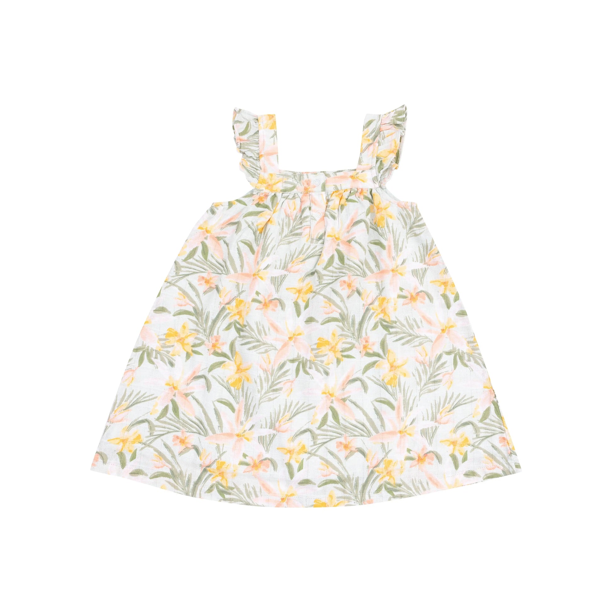 Organic Muslin Sundress and Diaper Cover Set Island Floral Design.
