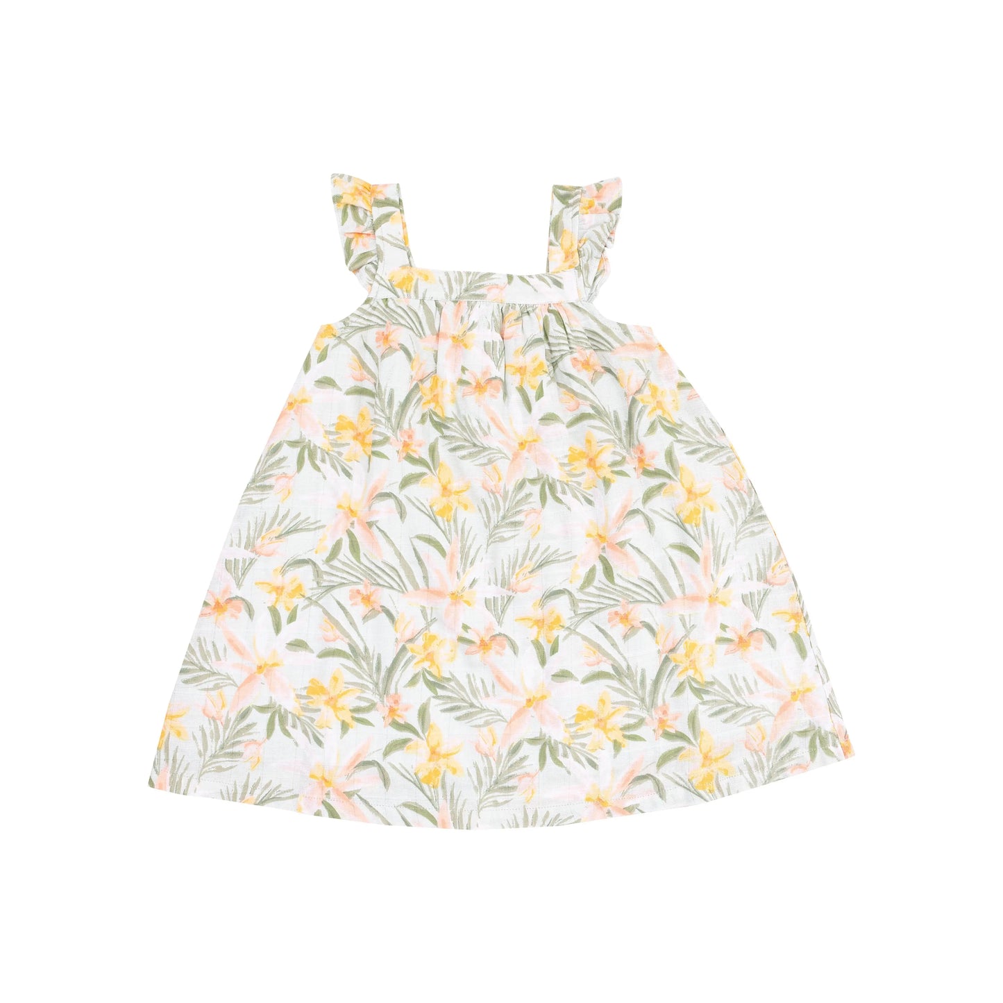 Organic Muslin Sundress and Diaper Cover Set Island Floral Design.