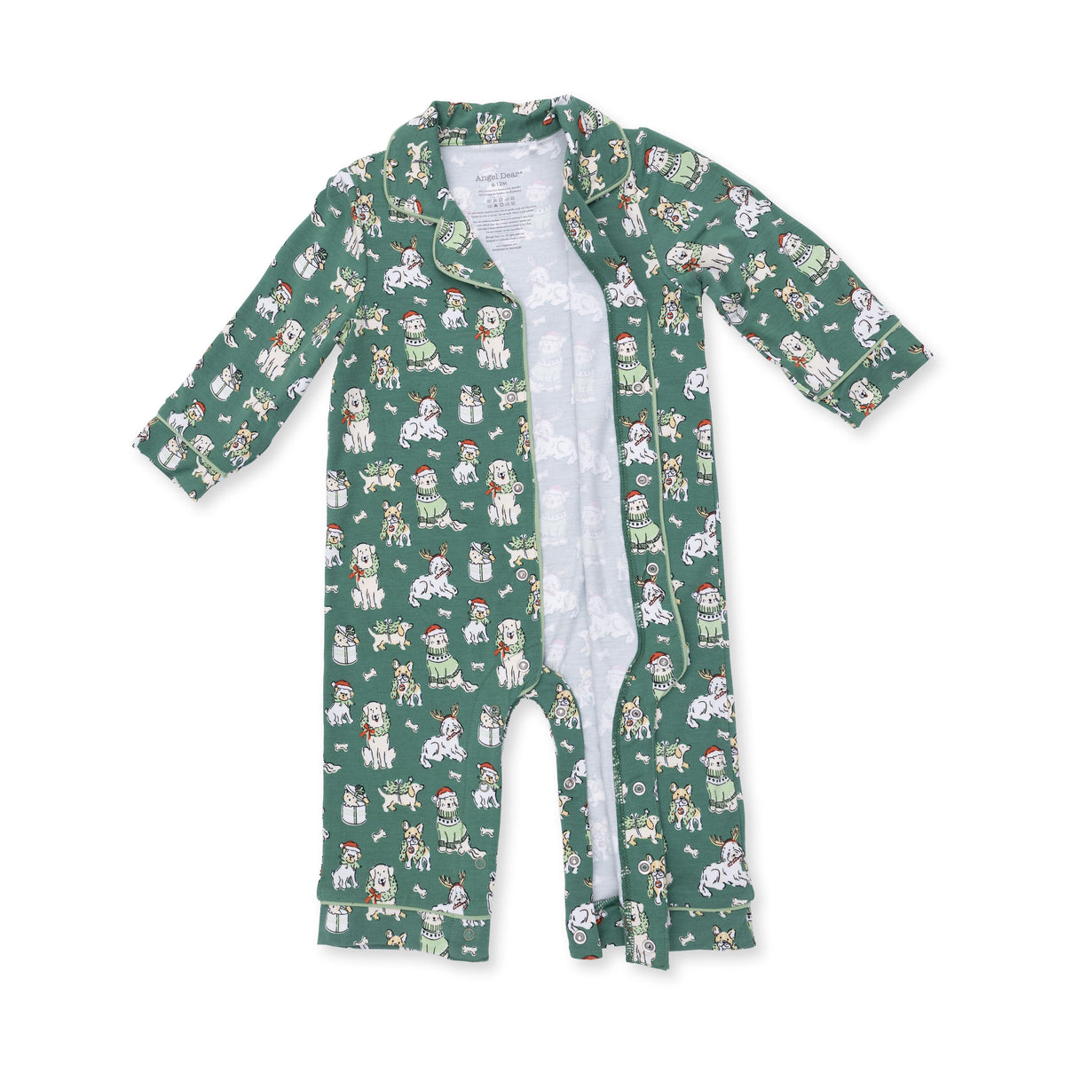 Christmas Dogs Uni - Long Sleeve Coat Style Romper by Angel Dear
