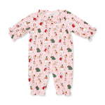 Christmas Dogs Pink - Long Sleeve Ruffle Collar Romper by Angel Dear