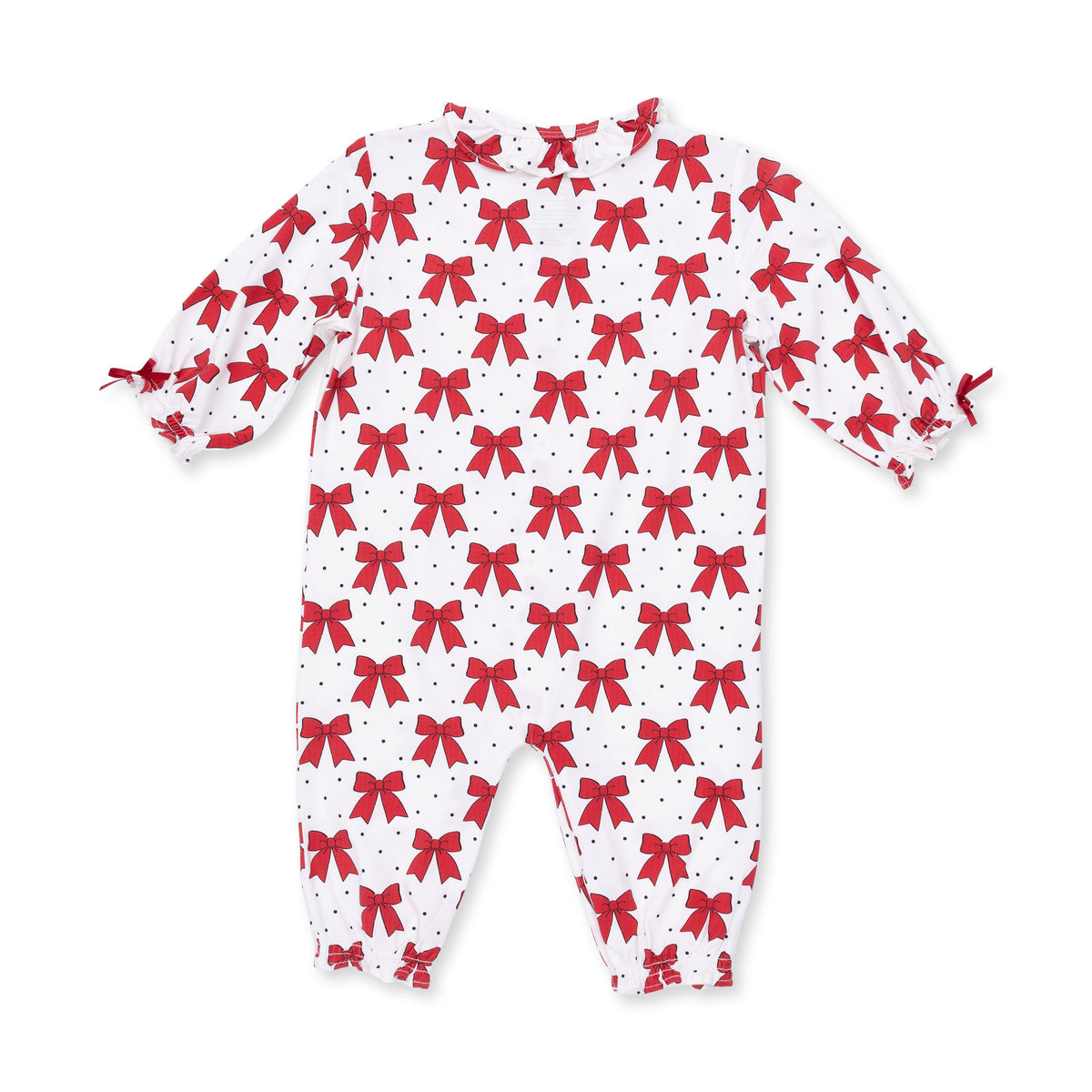 Festive Bows - Long Sleeve Ruffle Collar Romper by Angel Dear