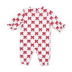 Festive Bows - Long Sleeve Ruffle Collar Romper by Angel Dear