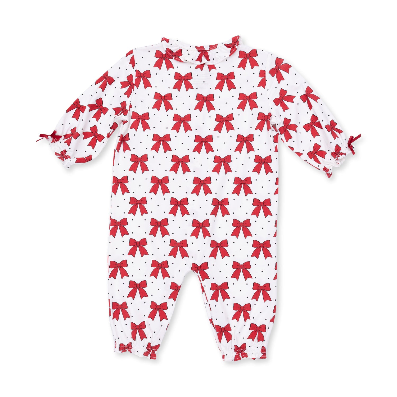 Festive Bows - Long Sleeve Ruffle Collar Romper