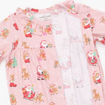 Vintage Reindeer & Santa Pink - Long Sleeve Ruffle Collar Romper by Angel Dear