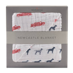 Newcastle Classics kids' fire truck dalmatian 4-layer cotton blanket.