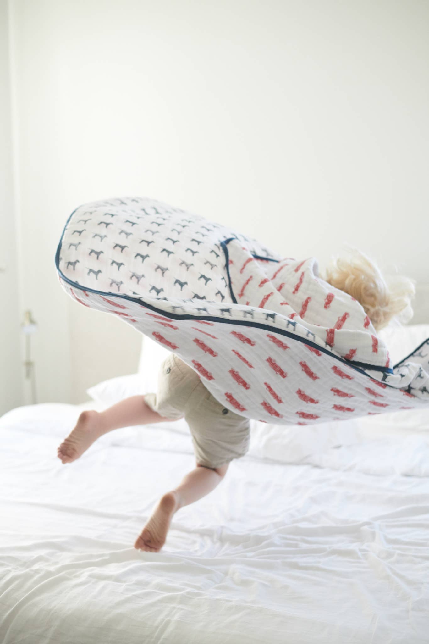 Newcastle Classics kids' fire truck dalmatian four-layer cotton blanket.