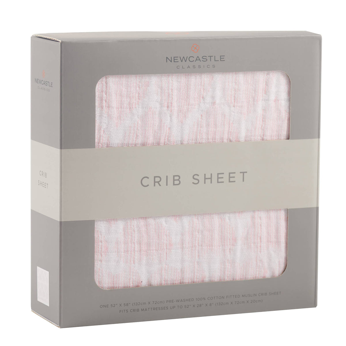 Newcastle Classics breathable natural cotton muslin crib sheet for babies.