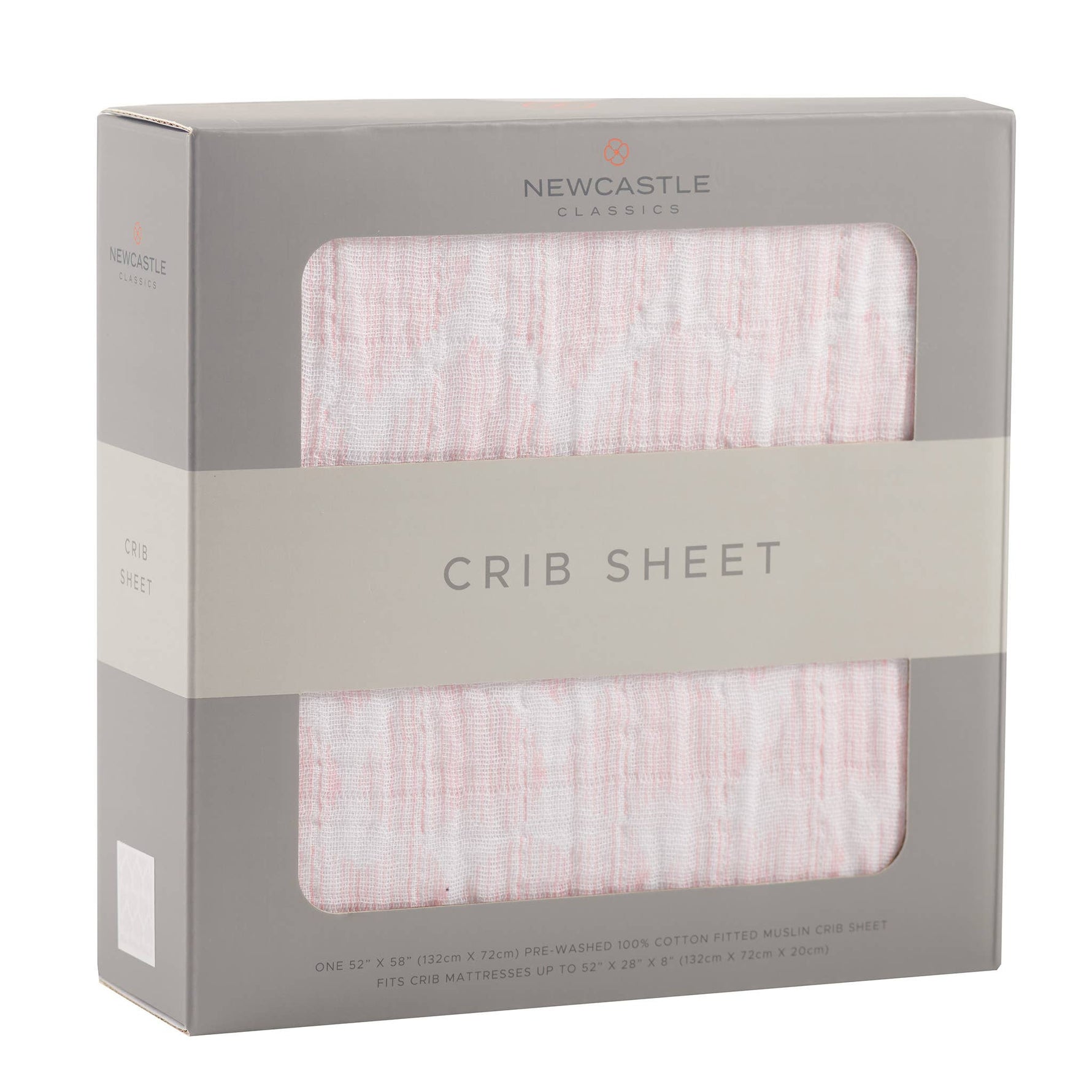 Newcastle Classics breathable natural cotton muslin crib sheet for babies.