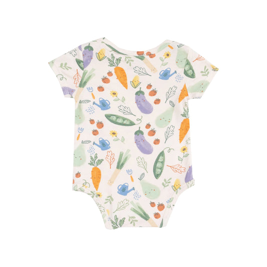 Short Sleeve Bodysuit Veggie Patch for Baby Soft Bamboo Fabric.