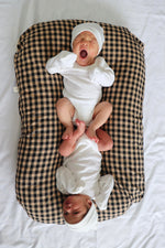 Brown Black Gingham Ruffle Baby Lounger Cover by Little Mae & Co