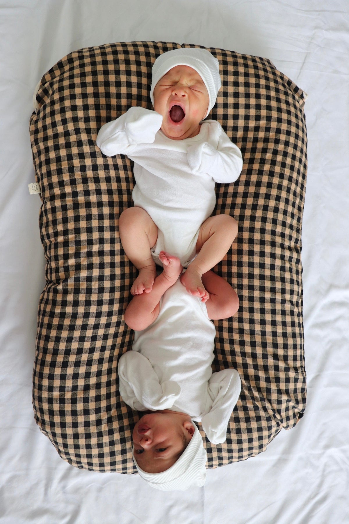 Brown Black Gingham Ruffle Baby Lounger Cover by Little Mae & Co