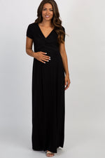 PinkBlush Black Draped Maternity/Nursing Maxi Dress PinkBlush 