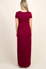 PinkBlush Burgundy Draped Maternity Nursing Maxi Dress for Expecting Moms - Everetts Place