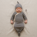 Organic Knotted Baby Gown - Midnight Check by Makemake Organics