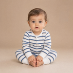 Organic 2-Way Zip Romper - Navy Stripe by Makemake Organics