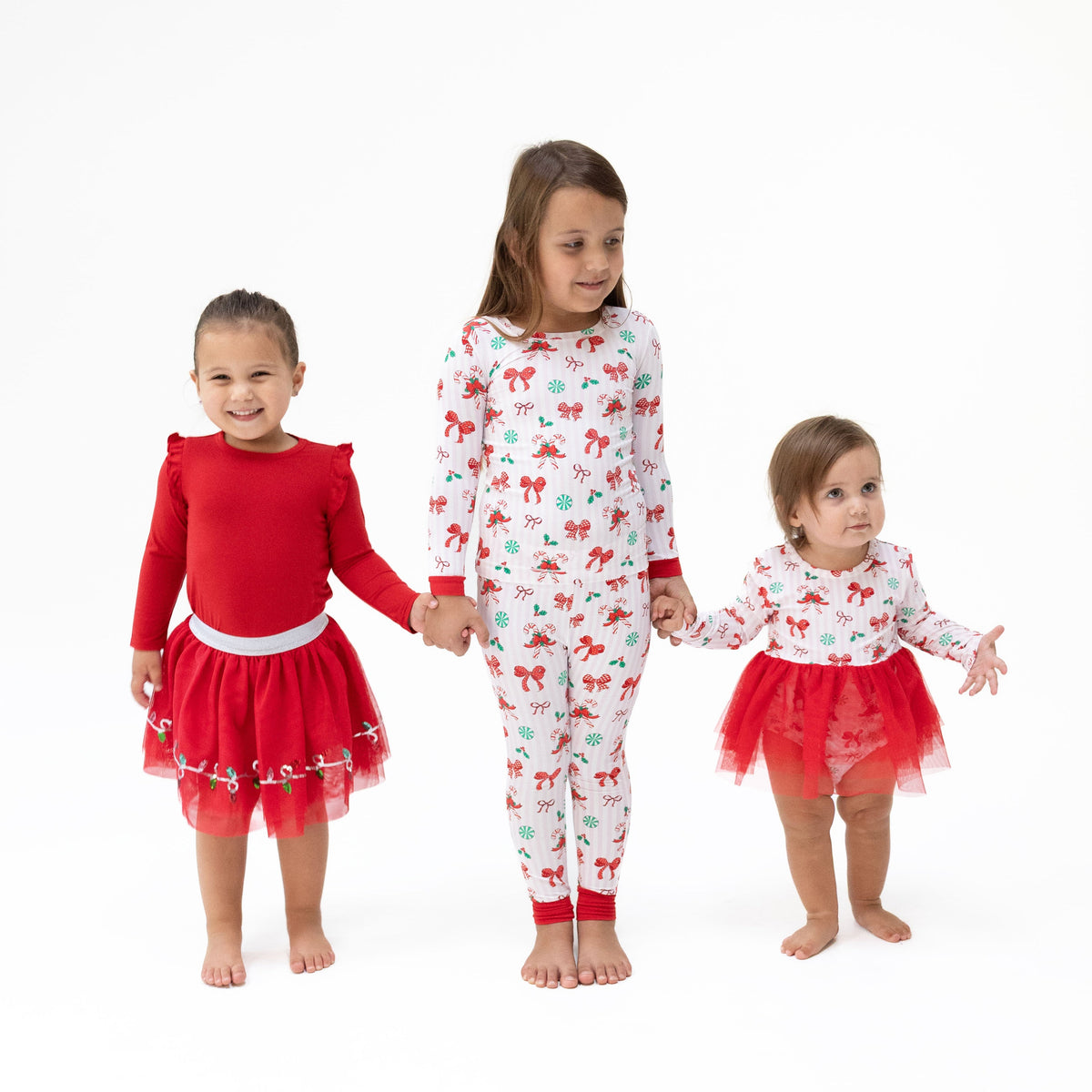 Bows & Candy Canes - Long Sleeve Tutu Bodysuit Dress by Angel Dear