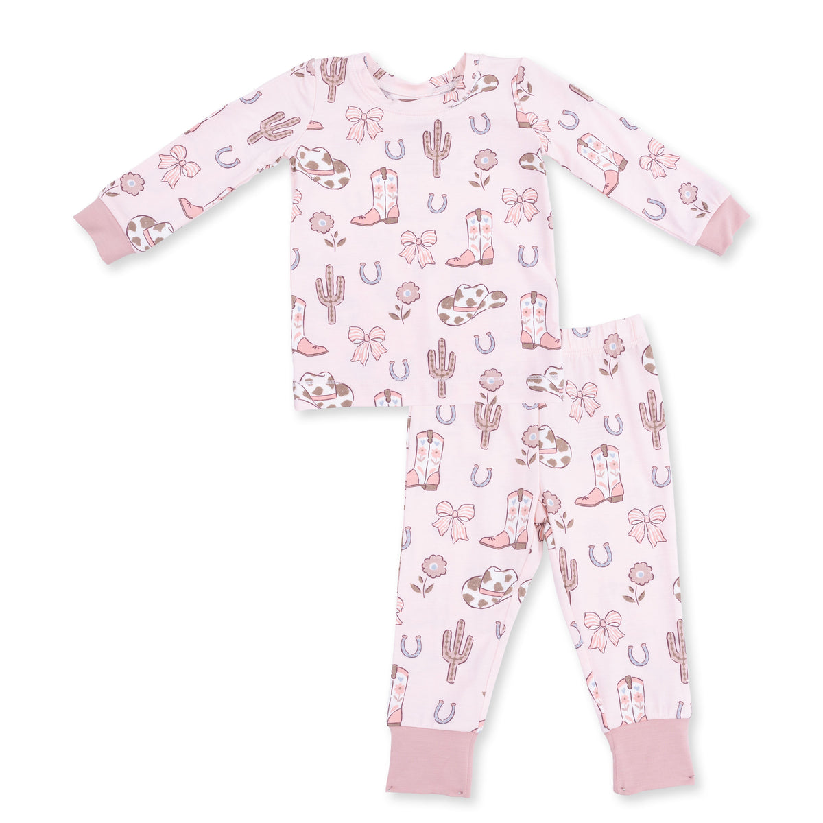 Cowgirl Boots & Bows Long Sleeve Loungewear Set by Angel Dear (view 2 of 5)