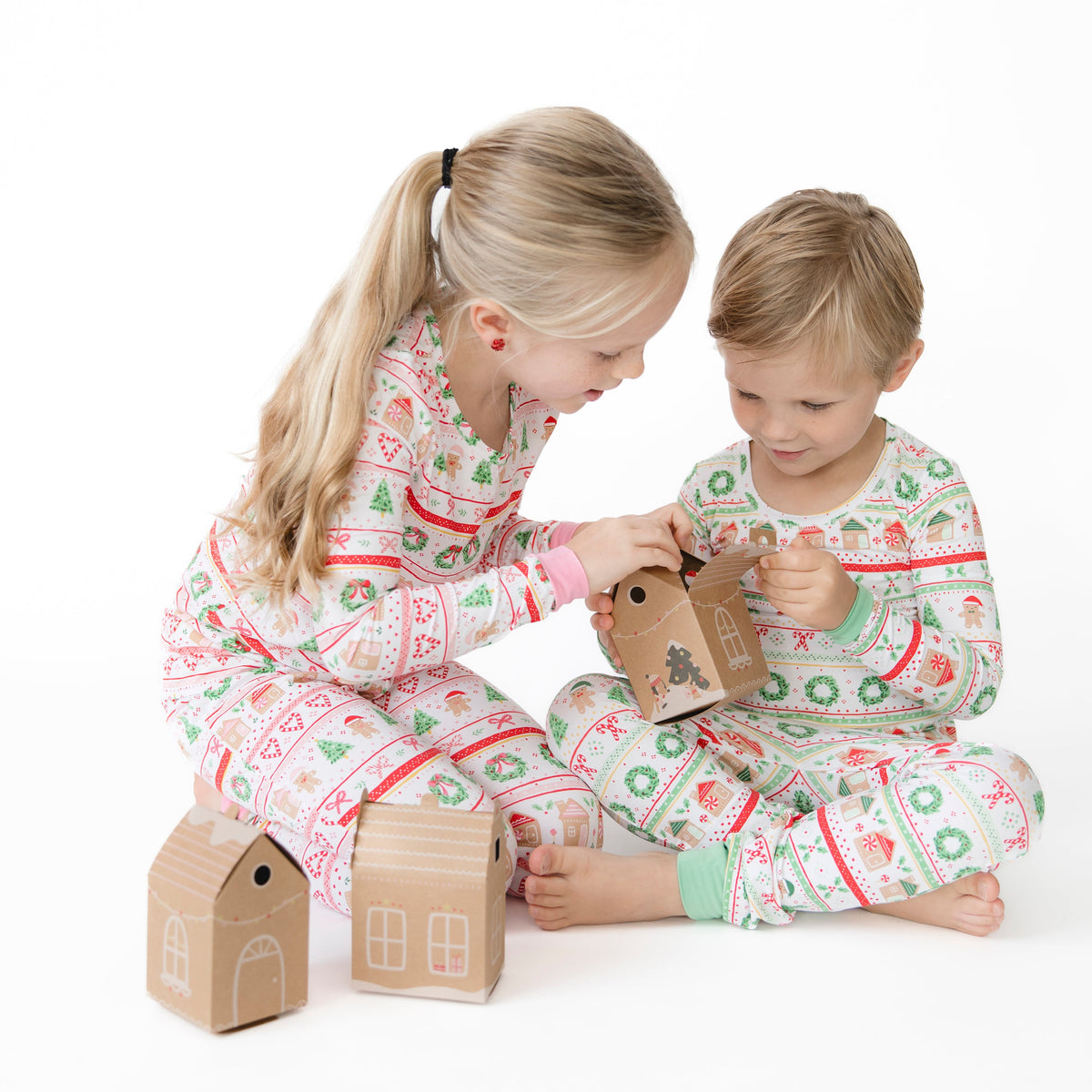 Gingerbread Fair Isle Pink - Long Sleeve Loungewear Set by Angel Dear