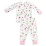 Two-piece baby loungewear set with long sleeve top and pants in a Sugar Plum Fairies print