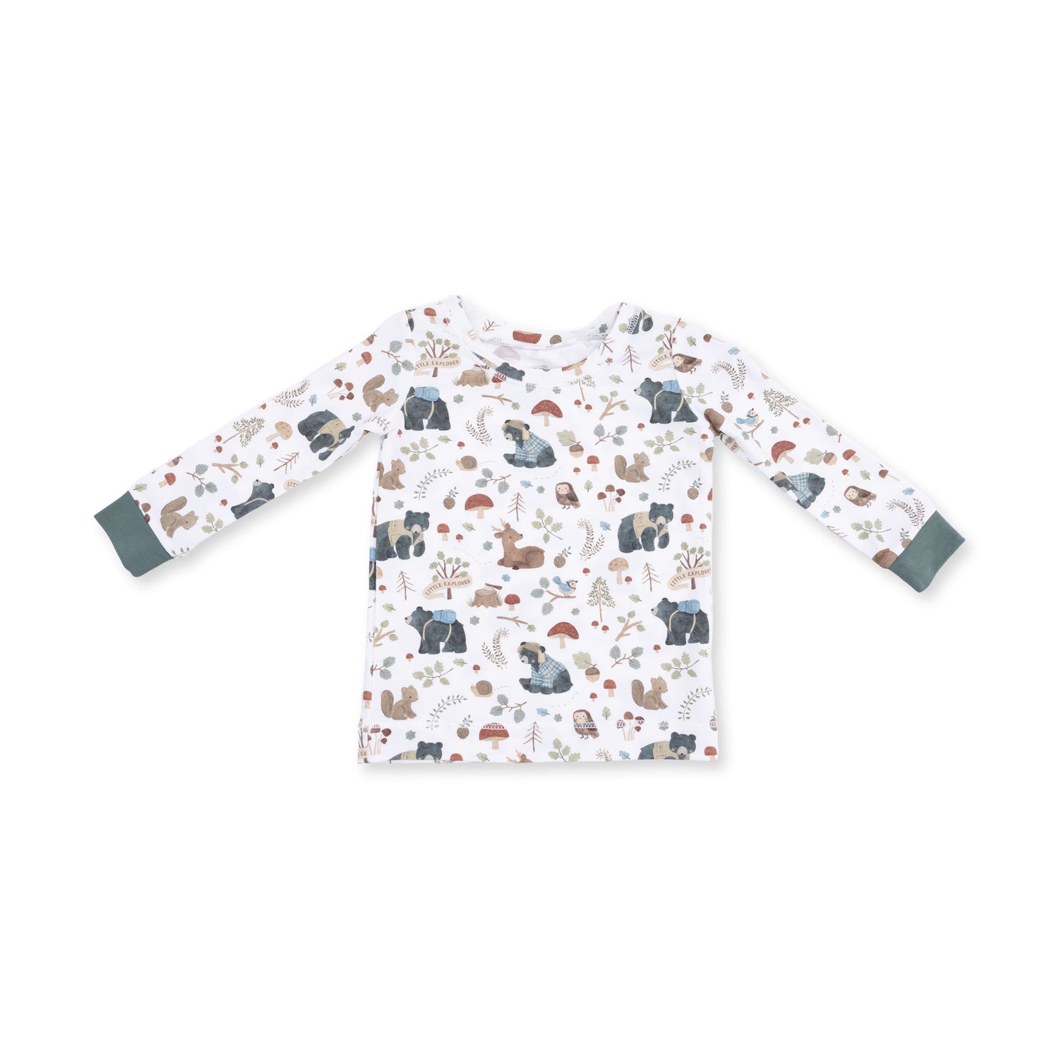 Southern Woodland Animals Green - Long Sleeve Loungewear Set by Angel Dear (view 2 of 5)