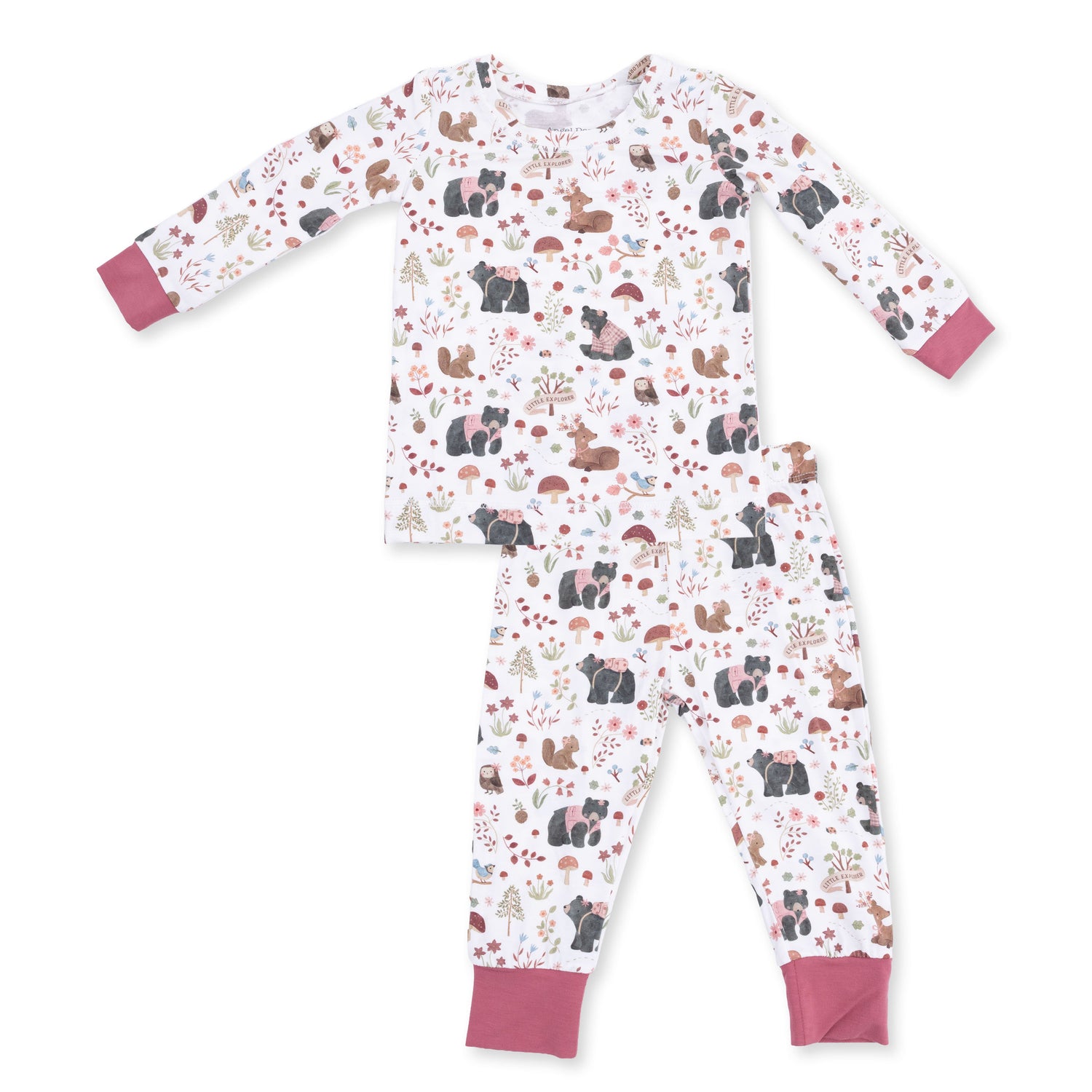 Southern Woodland Animals Pink - Long Sleeve Loungewear Set by Angel Dear (view 2 of 5)